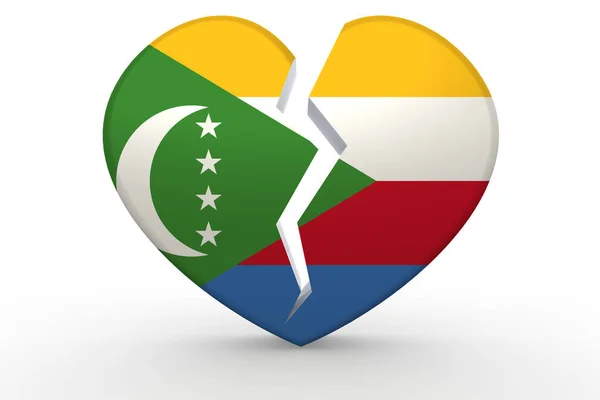 Broken white heart shape with Comoros flag — Stock Photo, Image