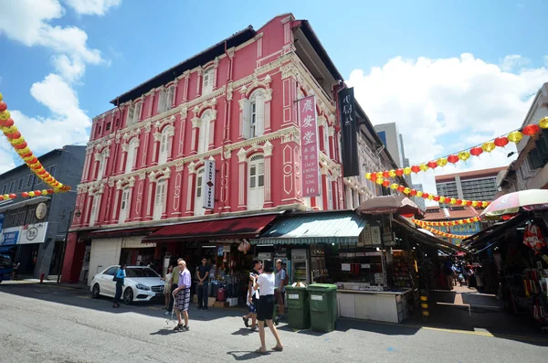 Singapur chinatown bölgesinin hareketli sokak — Stok fotoğraf