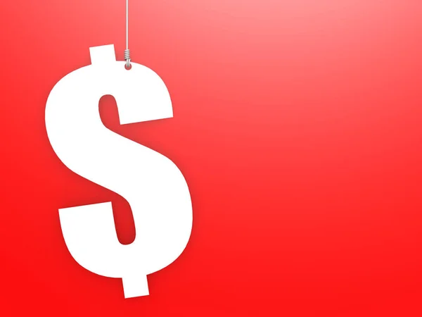Dollartecken hänga med röd bakgrund — Stockfoto