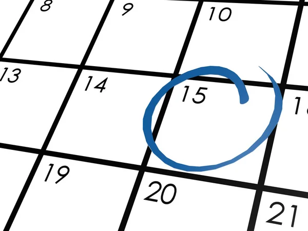 Calendar circled with blue marker — Stock Photo, Image