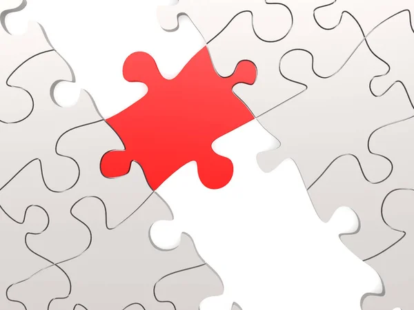 Červená puzzle jako most s bílou částí — Stock fotografie
