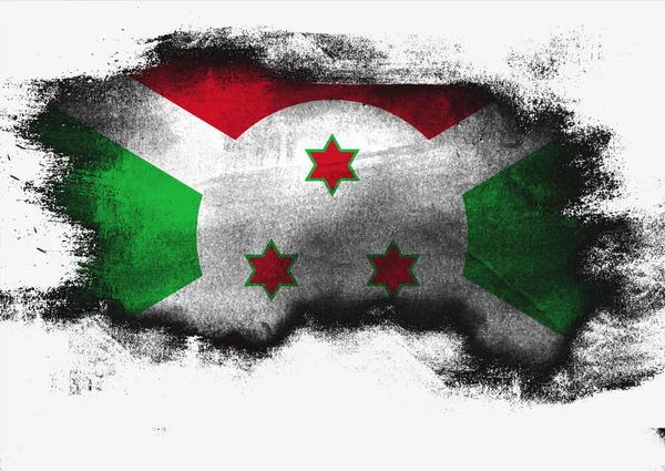 Burundi-Flagge mit Pinsel bemalt — Stockfoto