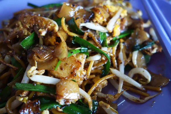 Penang Char Kway Teow Fried Wide Rice Noodles — Stok Foto