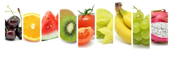 Collage de différents types de fruits de couleur — Photo