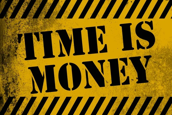 Time is money sign yellow with stripes — Stock Photo, Image