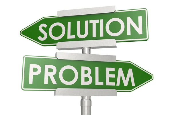 Problem and solution green road sign — Stock Photo, Image