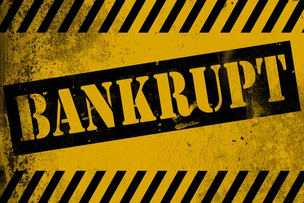 Bankrupt sign yellow with stripes — Stock Photo, Image