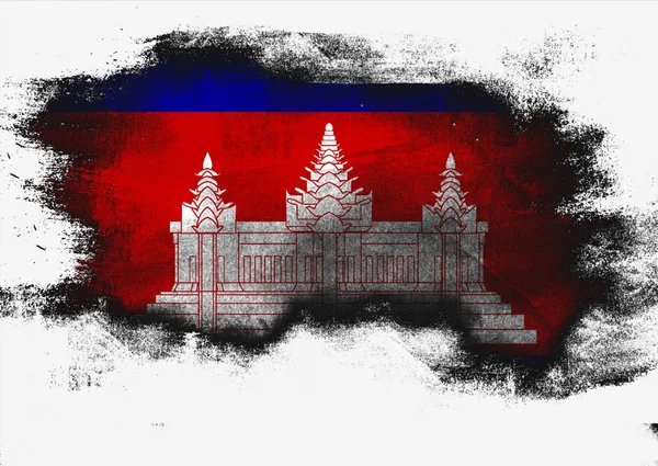 Drapeau du Cambodge peint au pinceau — Photo