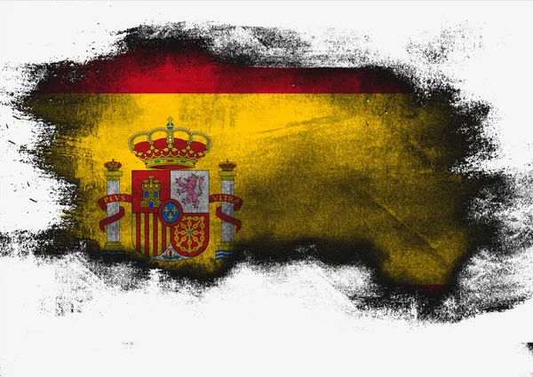 Drapeau d'Espagne peint au pinceau — Photo