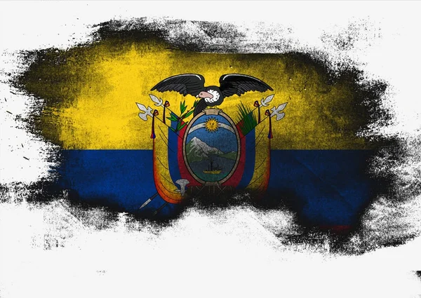 Ecuador-Flagge mit Pinsel bemalt — Stockfoto