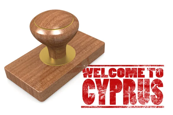 Sello de goma roja con bienvenida a Chipre — Foto de Stock