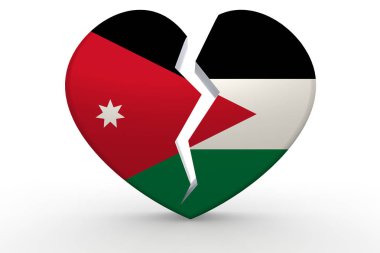 Beyaz kalp şekli Jordan bayrak ile kırık
