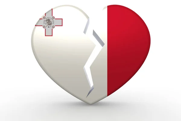 Broken white heart shape with Malta flag — Stock Photo, Image