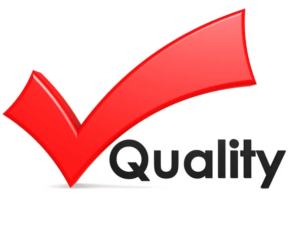 Red check mark sign with quality word — Stock Photo, Image