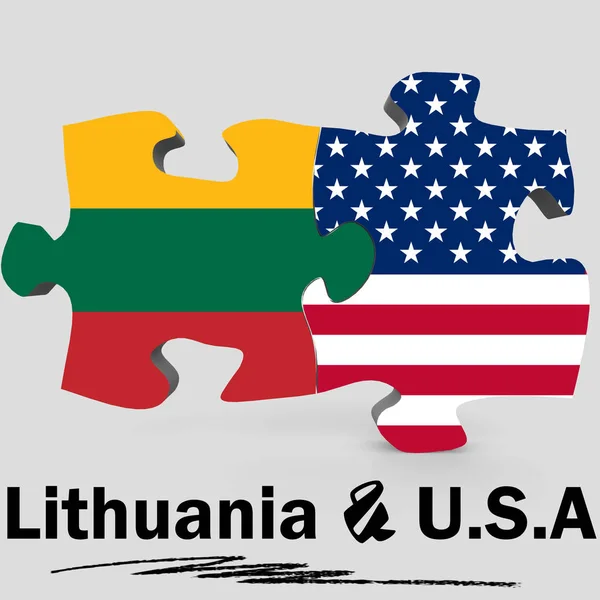 USA and Lithuania flags in puzzle — Stockfoto