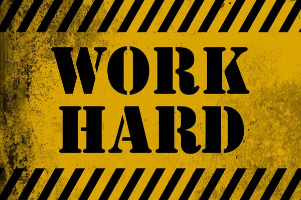 Work Hard sign yellow with stripes — Stock Photo, Image