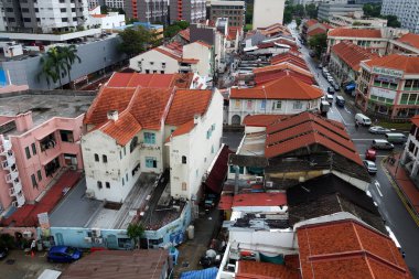 Singapur Little India bölgesinin Arial görünümü