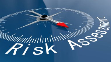 Risk değerlendirmesi kelime ile mavi pusula