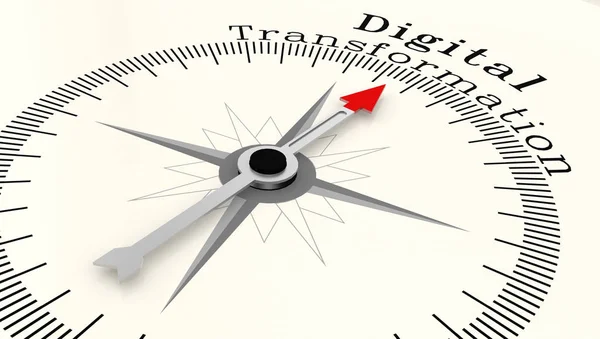 Compass with arrow pointing to the word Digital Transformation — Stock Photo, Image