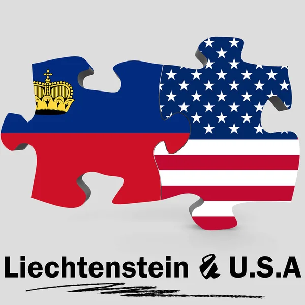 USA and Liechtenstein flags in puzzle — 스톡 사진