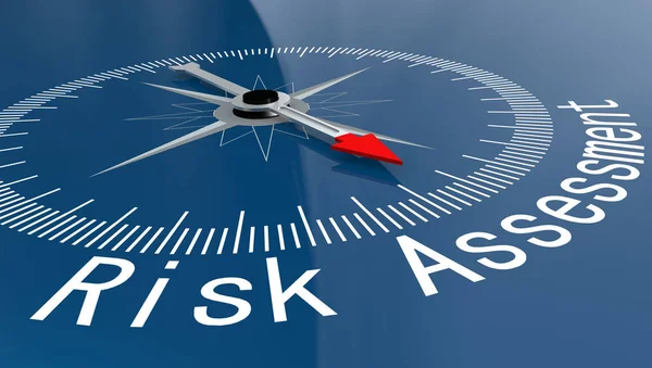 Bussola blu con parola Valutazione del rischio — Foto Stock
