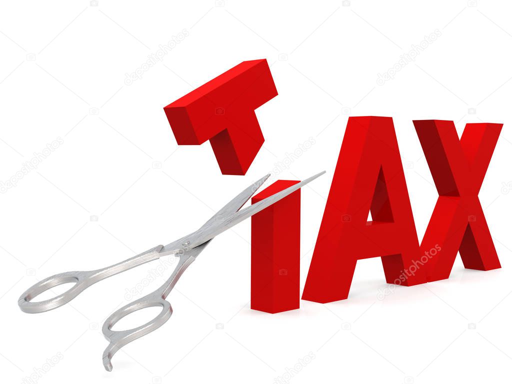 Cut tax with scissor isolated on white