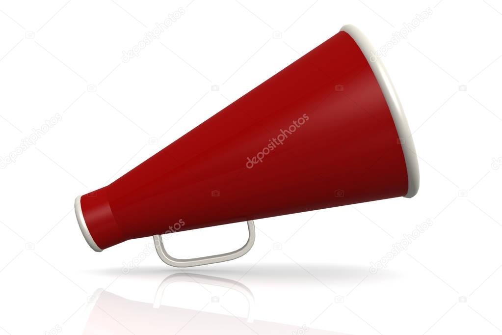 Red megaphone isolated on white