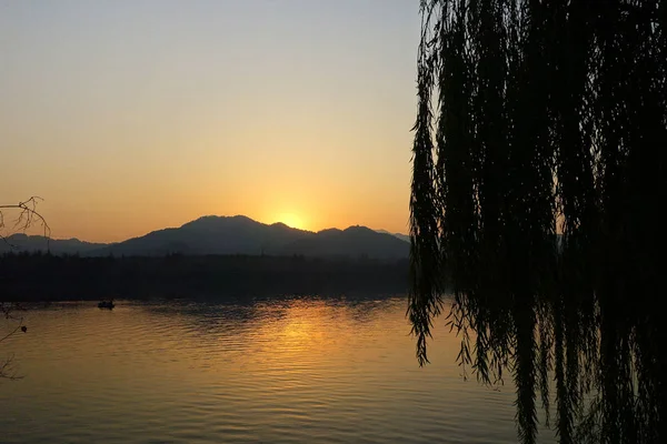 Sunset at West Lake (Xihu) in Hangzhou China