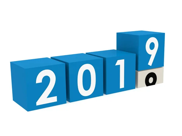 Nuevo año 2019 bloques en azul — Foto de Stock