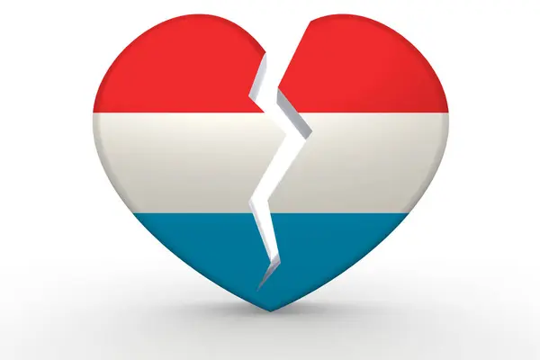 Broken white heart shape with Luxembourg flag — Stock Photo, Image