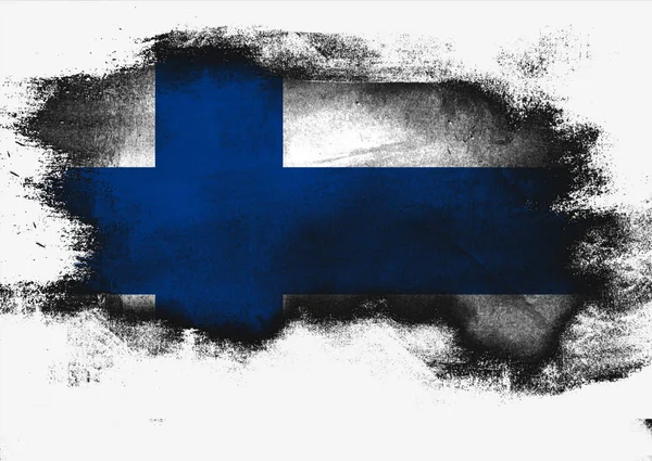 Bandera de Finlandia pintada con pincel —  Fotos de Stock