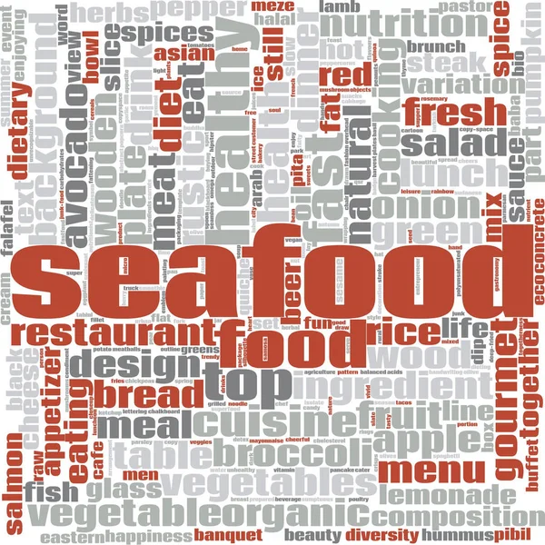 Seafood word cloud — Stock Photo, Image