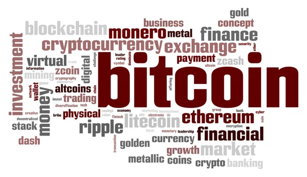 Bitcoin word cloud — Stock Photo, Image