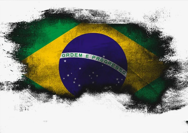 Bandeira do Brasil pintada com pincel — Fotografia de Stock