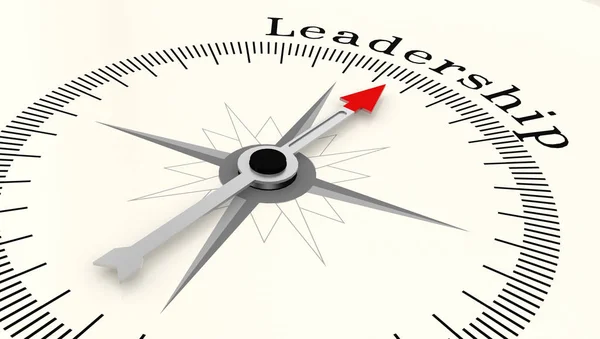 Bussola con freccia che punta alla parola Leadership — Foto Stock