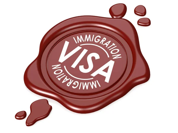 Visto de imigração selo de cera vermelha isolado — Fotografia de Stock