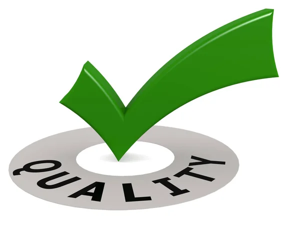 Sinal de marca de verificação verde com palavra de qualidade — Fotografia de Stock
