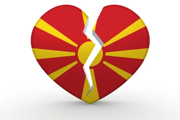 Broken white heart shape with Macedonia flag — Stock Photo, Image