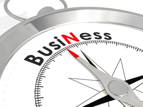 Business word on metallic compass — Stock Photo, Image