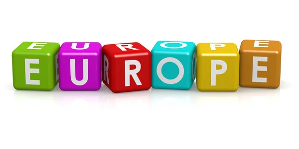 Kwadratowych kostki z Europy słowo — Zdjęcie stockowe