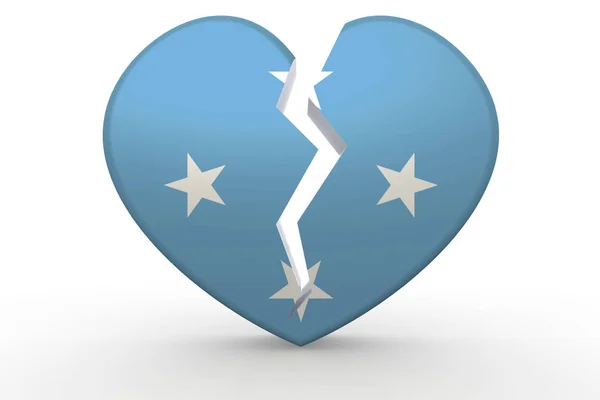 Forma de corazón blanco roto con bandera de Micronesia — Foto de Stock