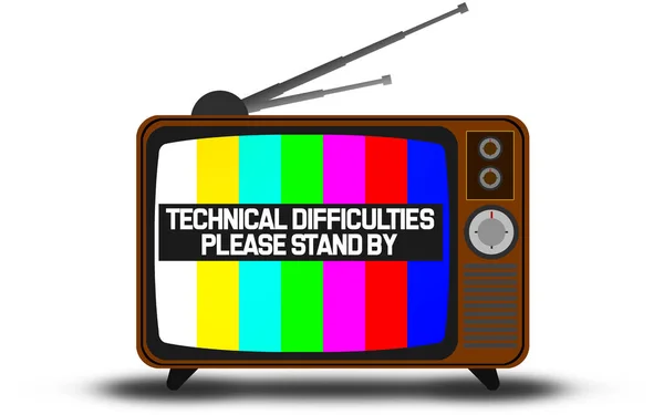 Retro television with technical difficulties warning — Stock Photo, Image