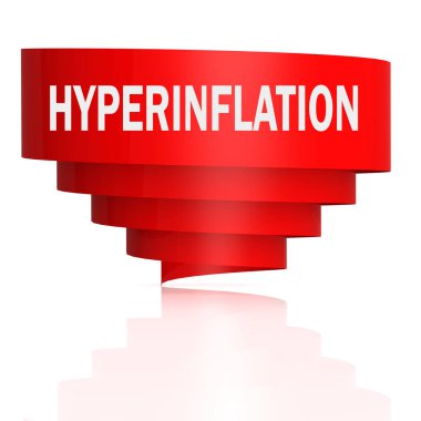 Hyperinflation word with red curve banner clipart