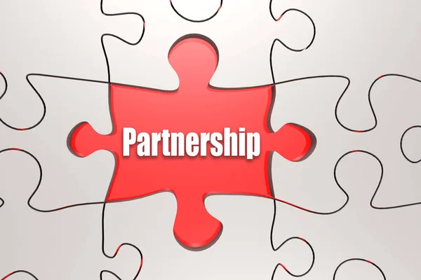 Partnership word on jigsaw puzzle — Stock Photo, Image