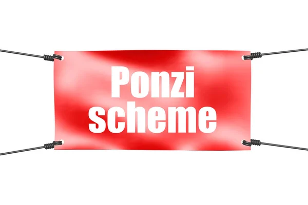 Ponzi samenzweringswoord met rode vlag — Stockfoto