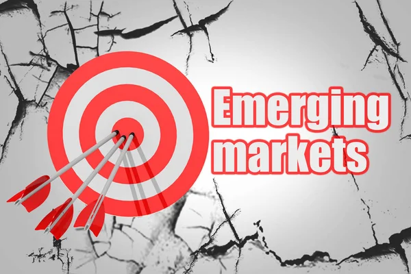 Emerging markets word with red arrow and board — Stock Photo, Image