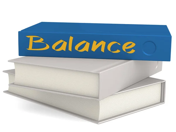 Hardcover blaue Bücher mit Balance-Wort — Stockfoto