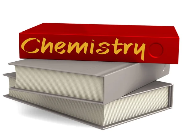 Kimya kelimeli sert kapaklı kırmızı kitaplar. — Stok fotoğraf