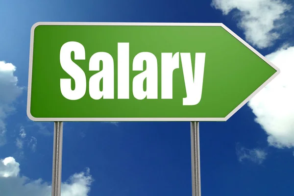 Salary word with green road sign — Stock Photo, Image