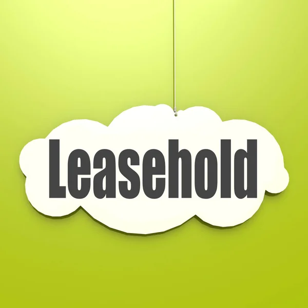 Palavra de Leasehold na nuvem branca — Fotografia de Stock